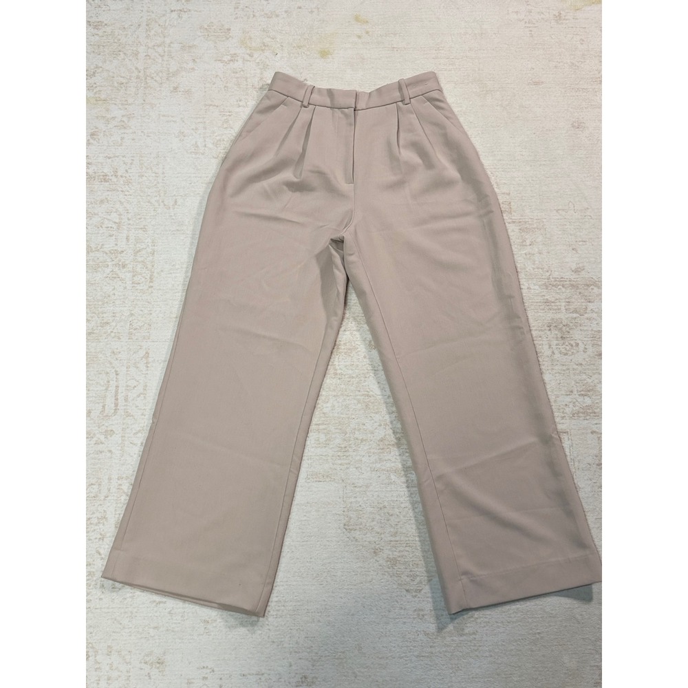 Abercrombie & Fitch Curve Love Sloane Tailored Pants Beige Wide Leg 6/28S